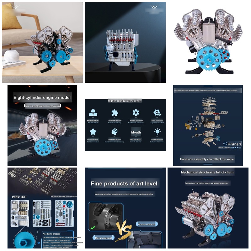 Model Kit V8 Engine - DIY 3D 기계식 V8 엔진 금속