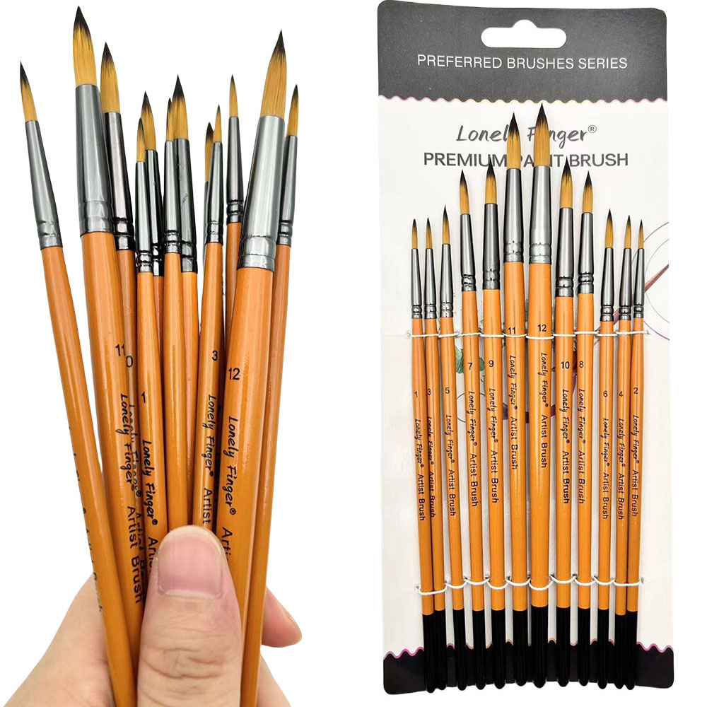 Model Kit Acrylic Paint - 12pcs 전문 아티스트 페인팅 브러시 유화