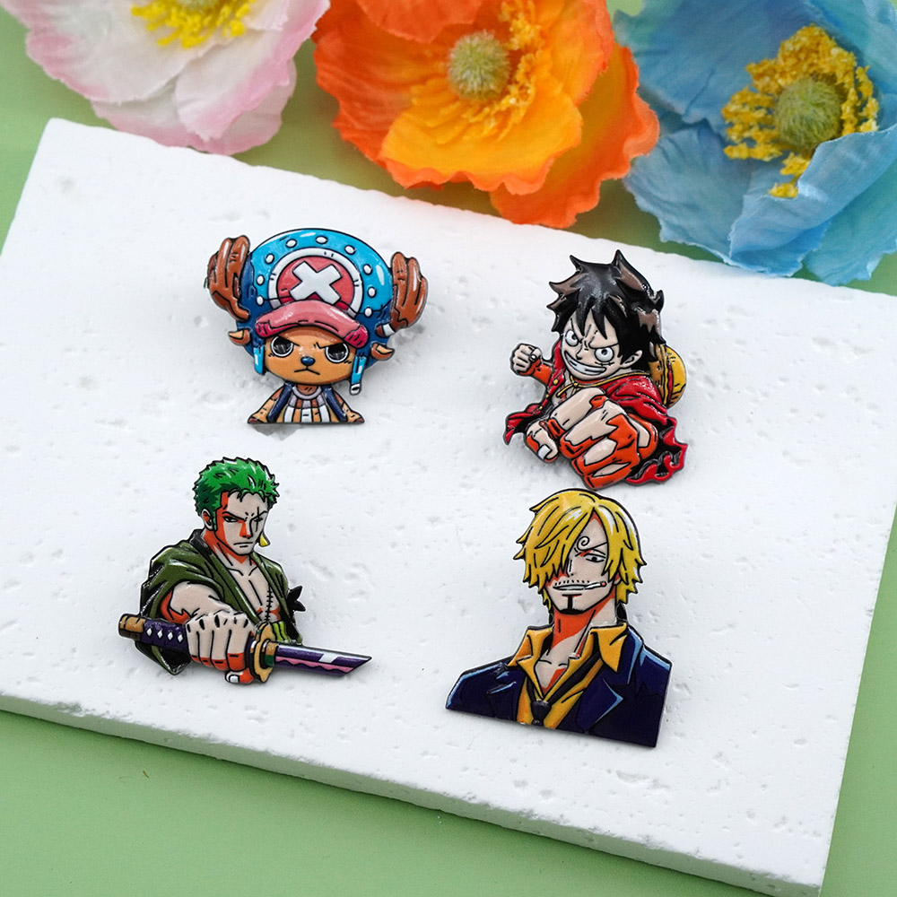 4개 세트 만화 원피스 루피 브로치 세트 패션 남성용  - Model Kit One Piece Bandai 리뷰 및 가격